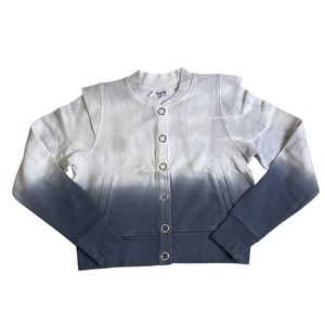 525 Women's Size S Gray White Tie Dye Snap Front Dip‎ Dye Sweater